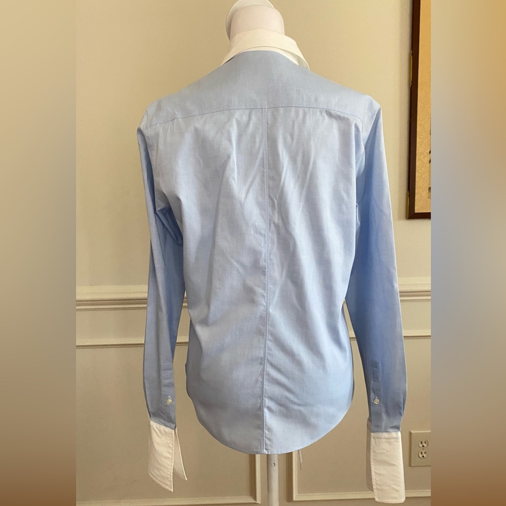 Brooks Brothers Blue White Contrast Collar French Cuff Button Down Shirt sz8 - Picture 4 of 13